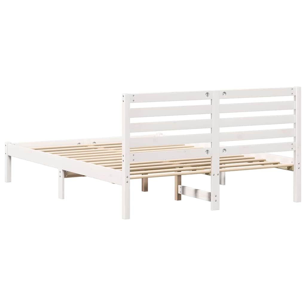 vidaXL Σκελετός Κρεβατιού Λευκό 140 x 190 cm Μασίφ ξύλο πεύκου