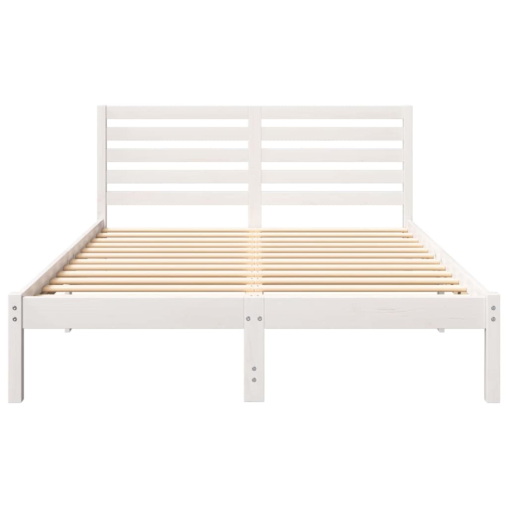 vidaXL Σκελετός Κρεβατιού Λευκό 140 x 190 cm Μασίφ ξύλο πεύκου