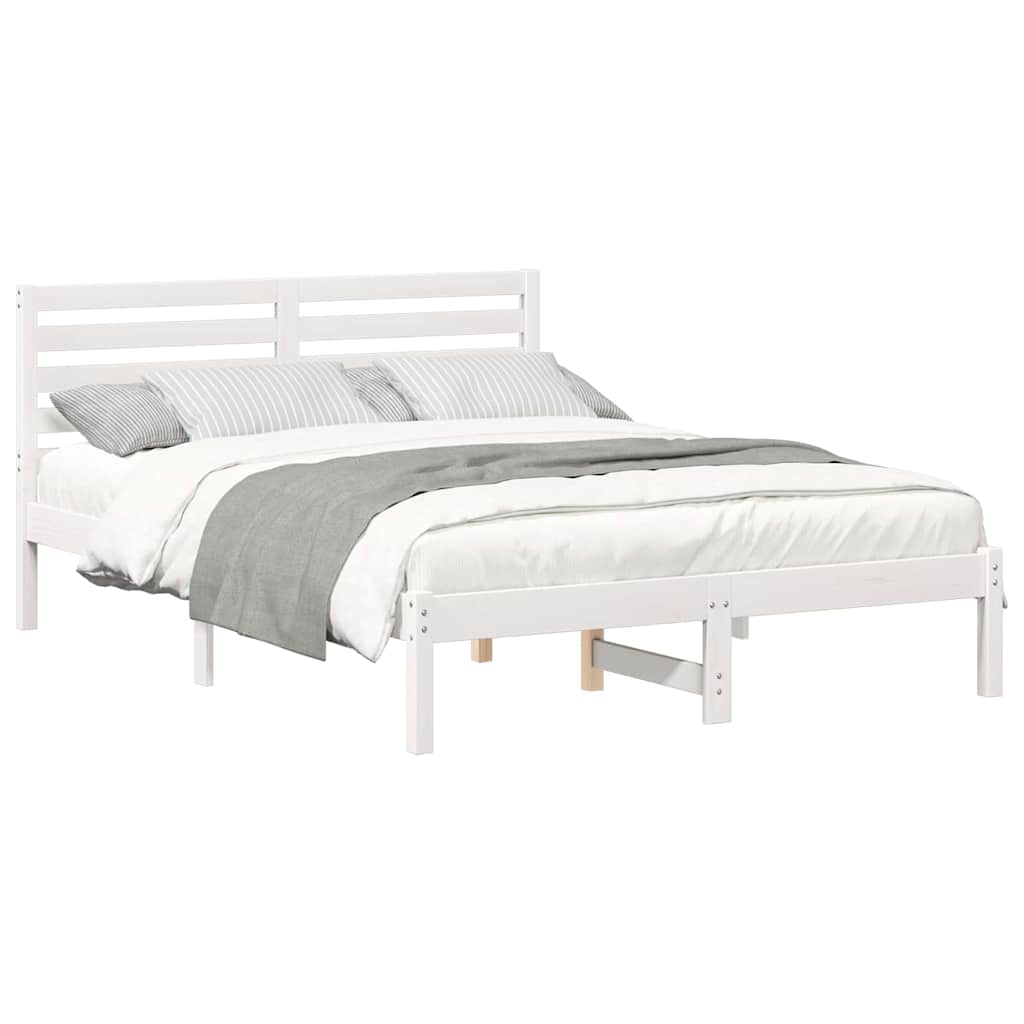 vidaXL Σκελετός Κρεβατιού Λευκό 140 x 190 cm Μασίφ ξύλο πεύκου