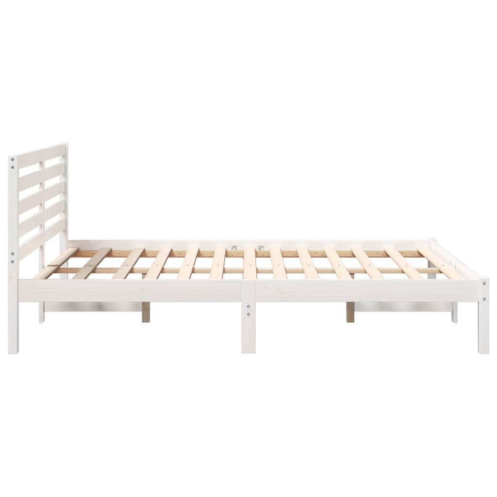 vidaXL Σκελετός Κρεβατιού Λευκό 140 x 190 cm Μασίφ ξύλο πεύκου