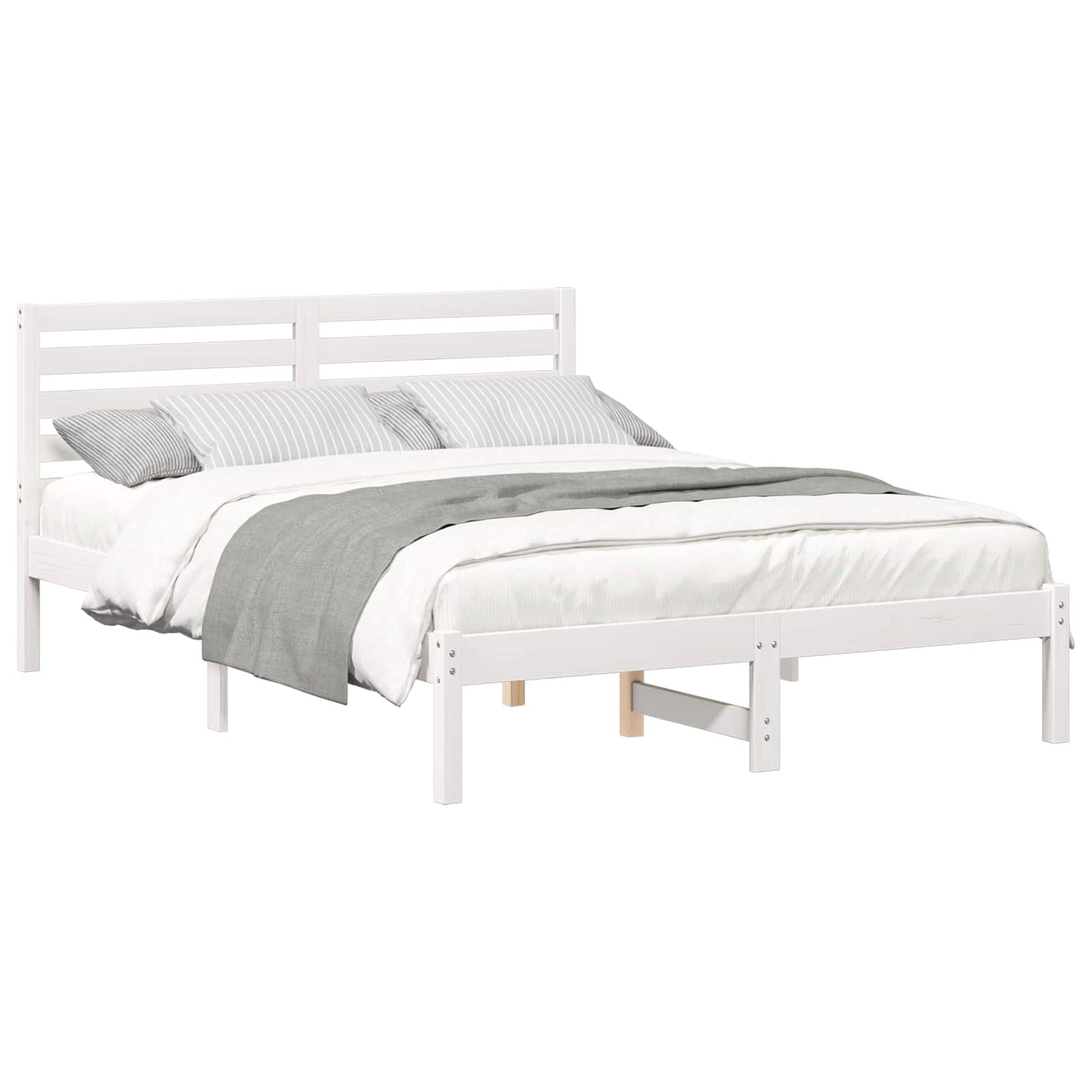 vidaXL Σκελετός Κρεβατιού Λευκό 135 x 190 cm Στερεά ξυλεία πεύκου