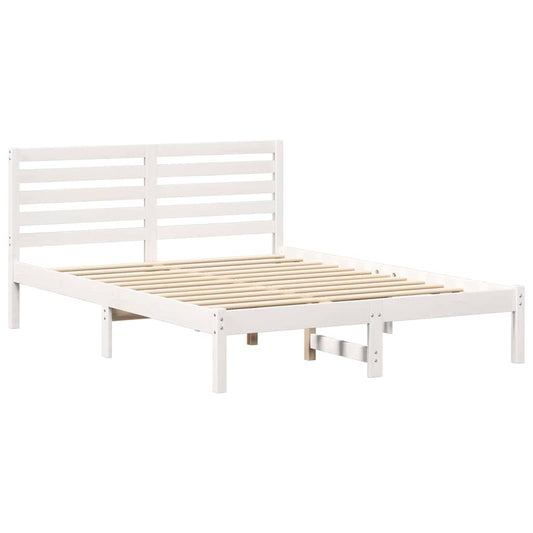 vidaXL Σκελετός Κρεβατιού Λευκό 135 x 190 cm Μασίφ ξύλο πεύκου
