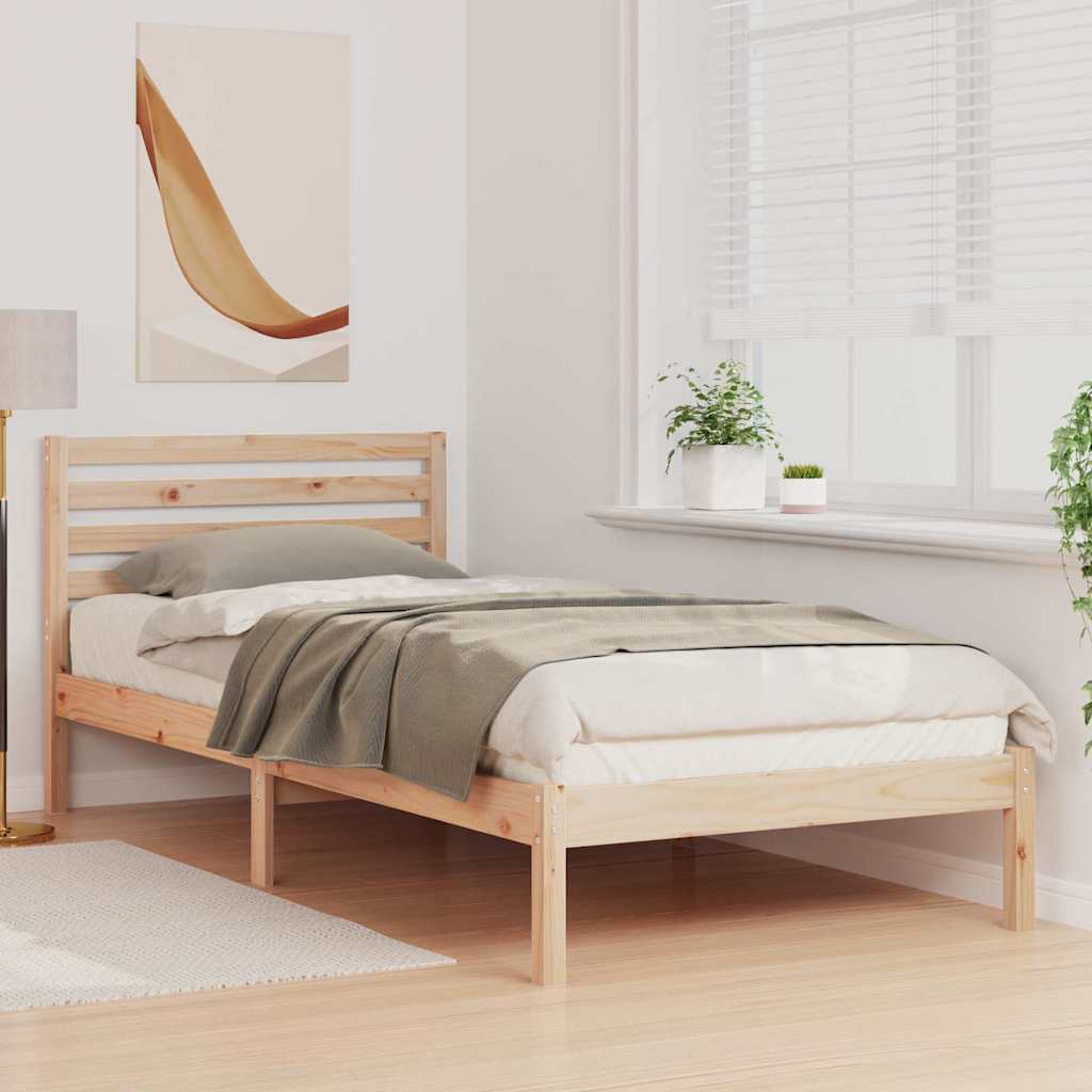 vidaXL Σκελετός Κρεβατιού Καφέ 80 x 210 cm Μασίφ ξύλο πεύκου
