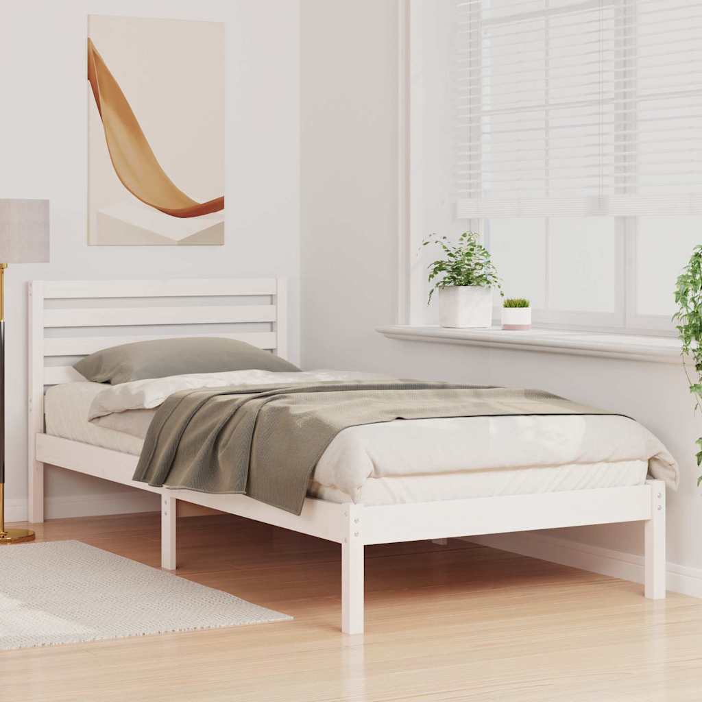 vidaXL Σκελετός Κρεβατιού Λευκό 80 x 210 cm Μασίφ ξύλο πεύκου