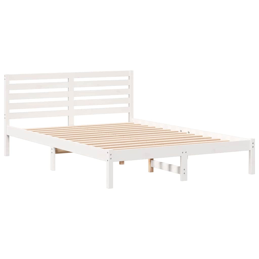 vidaXL Σκελετός Κρεβατιού Λευκό 140 x 210 cm Μασίφ ξύλο πεύκου