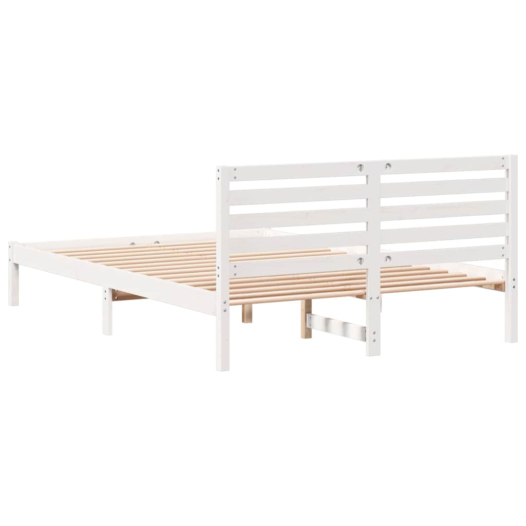 vidaXL Σκελετός Κρεβατιού Λευκό 140 x 210 cm Μασίφ ξύλο πεύκου