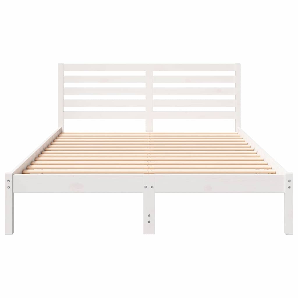 vidaXL Σκελετός Κρεβατιού Λευκό 140 x 210 cm Μασίφ ξύλο πεύκου