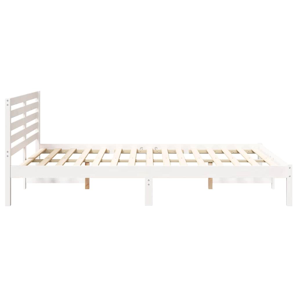 vidaXL Σκελετός Κρεβατιού Λευκό 140 x 210 cm Μασίφ ξύλο πεύκου