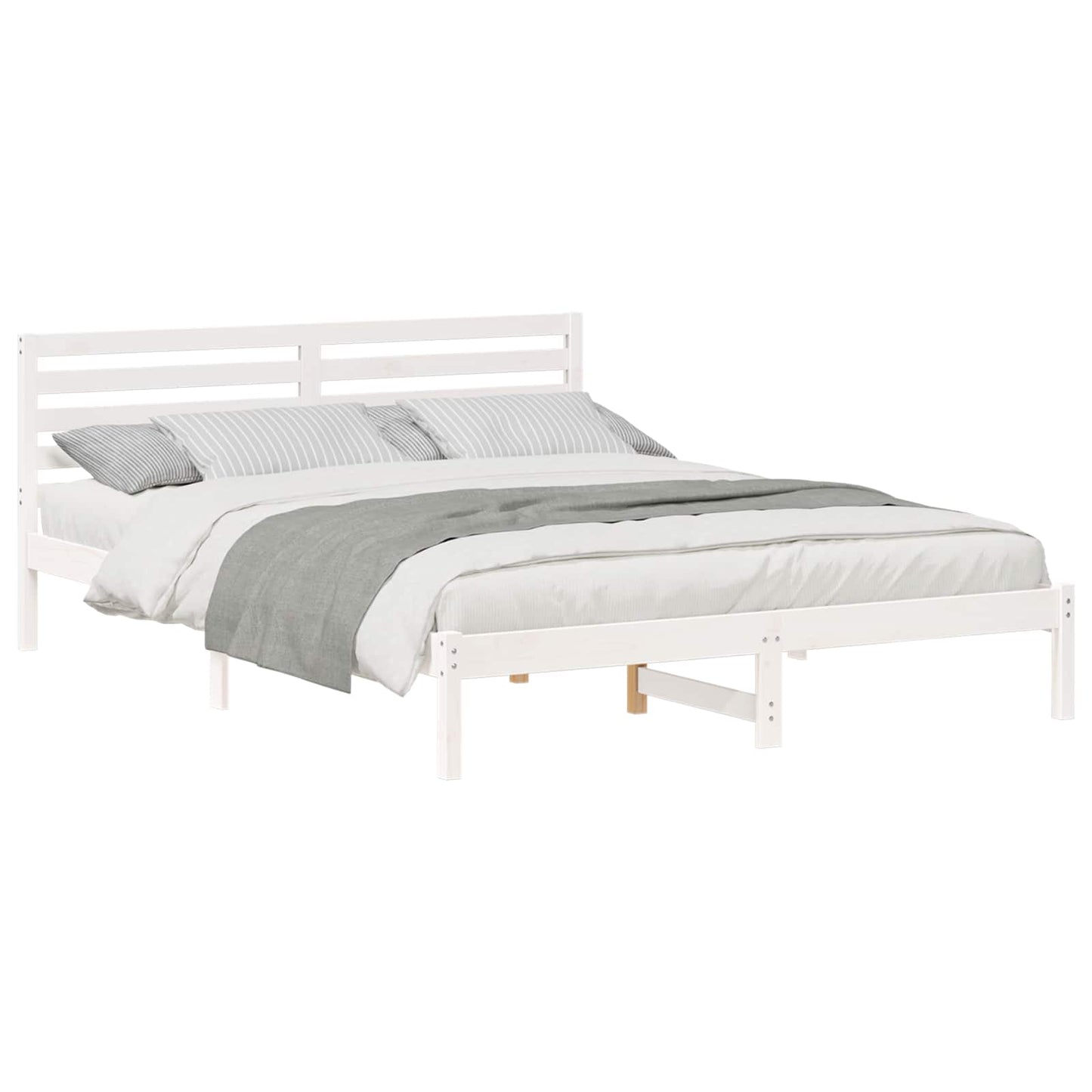 vidaXL Σκελετός Κρεβατιού Λευκό 160 x 210 cm Μασίφ ξύλο πεύκου