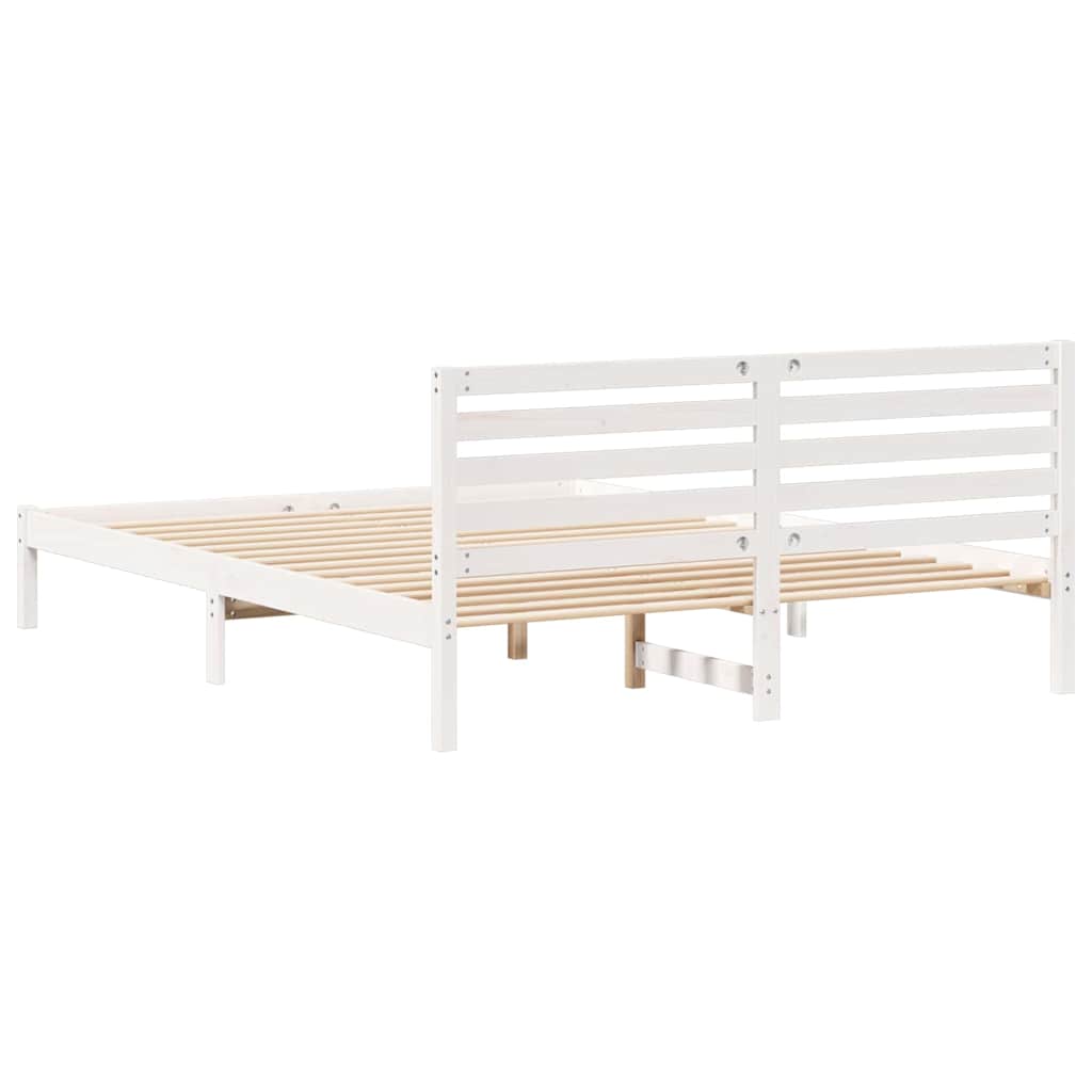 vidaXL Σκελετός Κρεβατιού Λευκό 160 x 210 cm Μασίφ ξύλο πεύκου