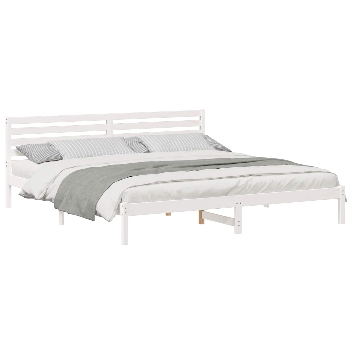 vidaXL Σκελετός Κρεβατιού Λευκό 200 x 210 cm Μασίφ ξύλο πεύκου