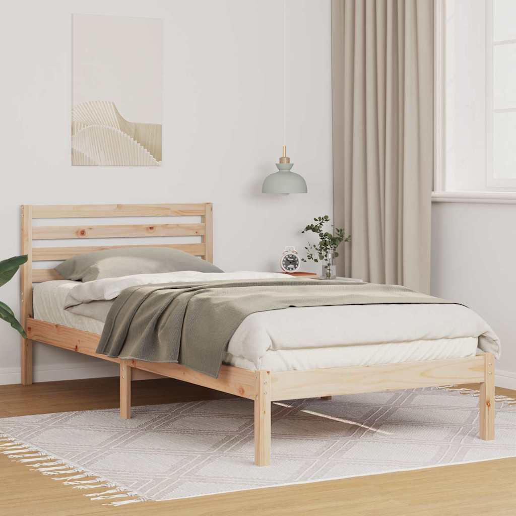 vidaXL Σκελετός Κρεβατιού Καφέ 100 x 220 cm Μασίφ ξύλο πεύκου