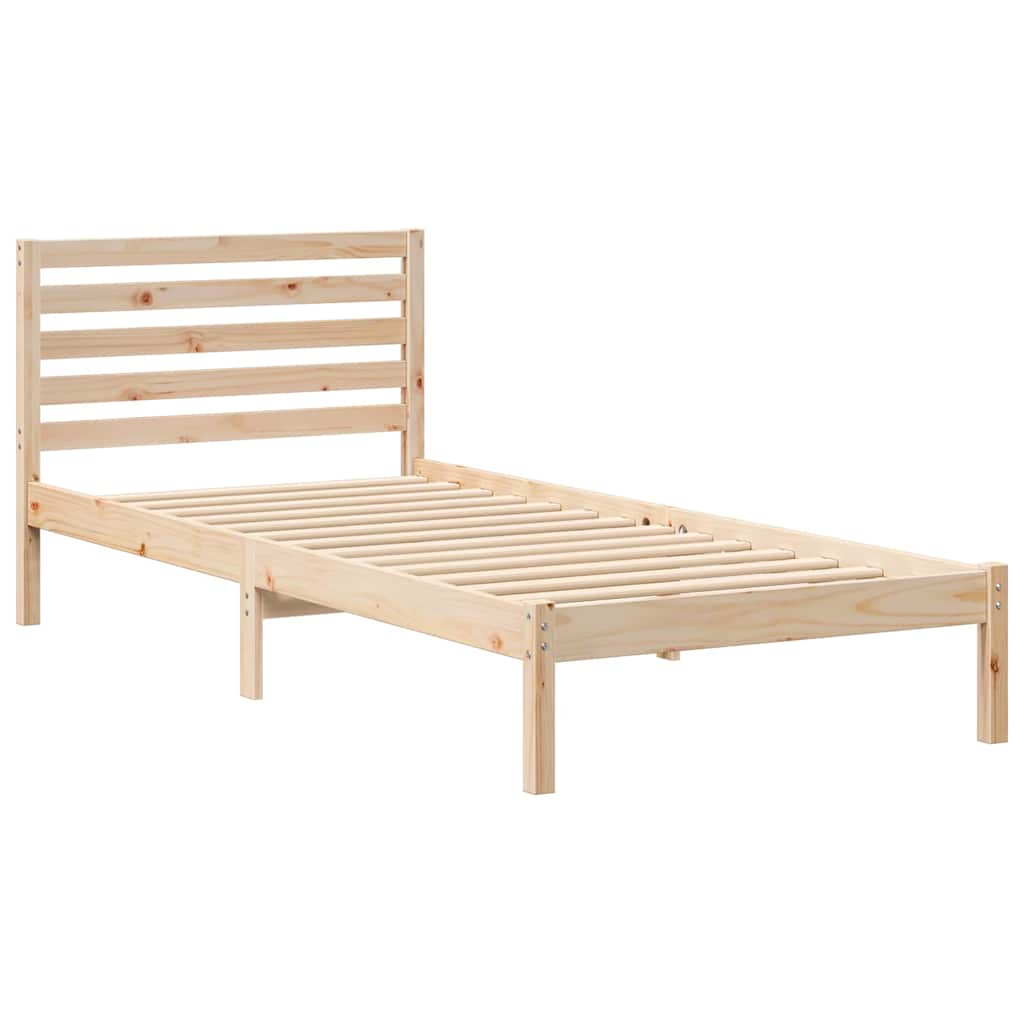 vidaXL Σκελετός Κρεβατιού Καφέ 100 x 220 cm Μασίφ ξύλο πεύκου