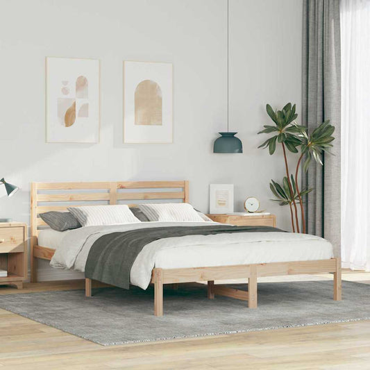vidaXL Σκελετός Κρεβατιού Καφέ 140 x 220 cm Μασίφ ξύλο πεύκου