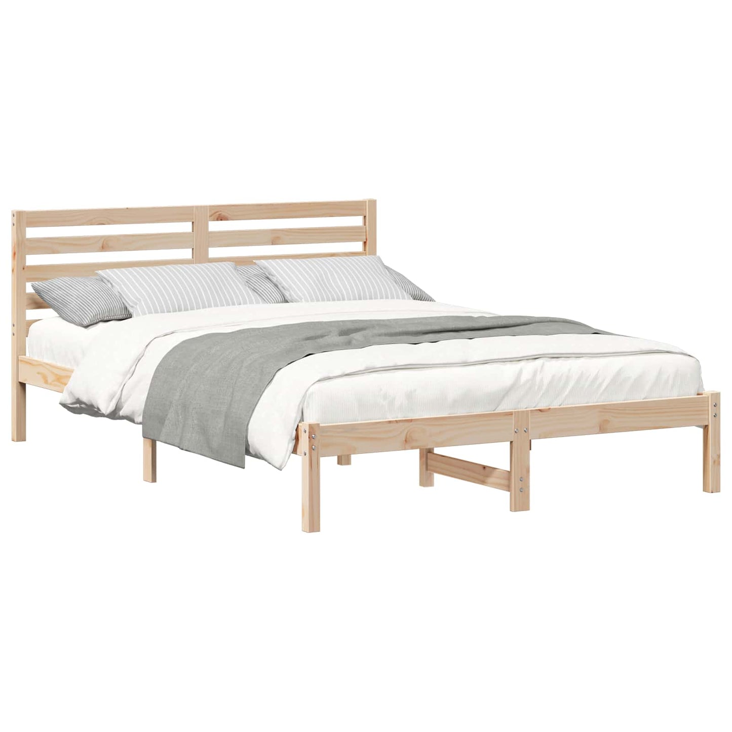 vidaXL Σκελετός Κρεβατιού Καφέ 140 x 220 cm Μασίφ ξύλο πεύκου