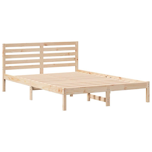 vidaXL Σκελετός Κρεβατιού Καφέ 140 x 220 cm Μασίφ ξύλο πεύκου