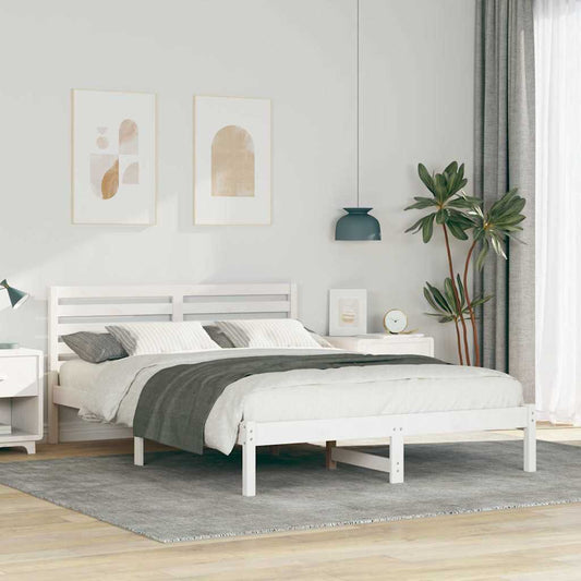 vidaXL Σκελετός Κρεβατιού Λευκό 140 x 220 cm Μασίφ ξύλο πεύκου