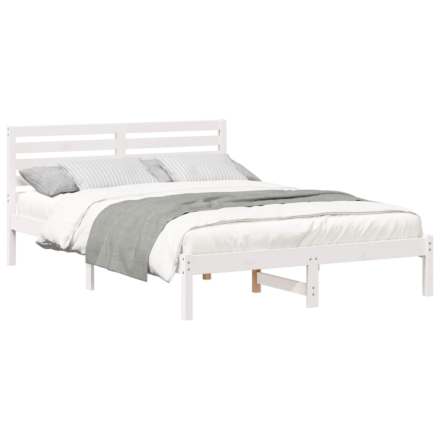 vidaXL Σκελετός Κρεβατιού Λευκό 140 x 220 cm Μασίφ ξύλο πεύκου