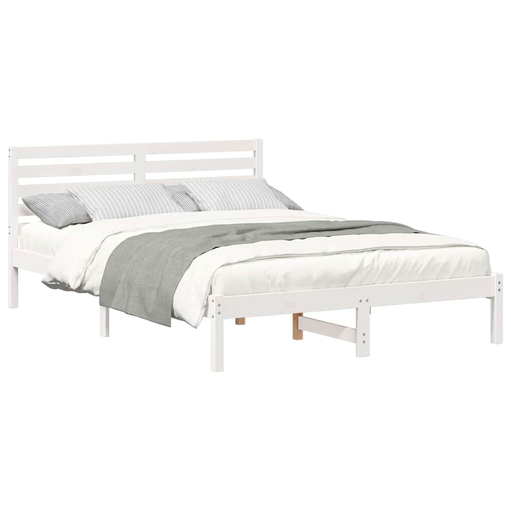 vidaXL Σκελετός Κρεβατιού Λευκό 140 x 220 cm Μασίφ ξύλο πεύκου