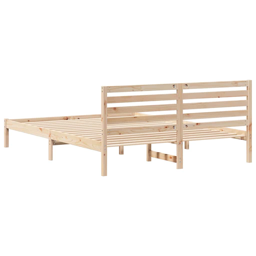 vidaXL Σκελετός Κρεβατιού Καφέ 160 x 220 cm Μασίφ ξύλο πεύκου