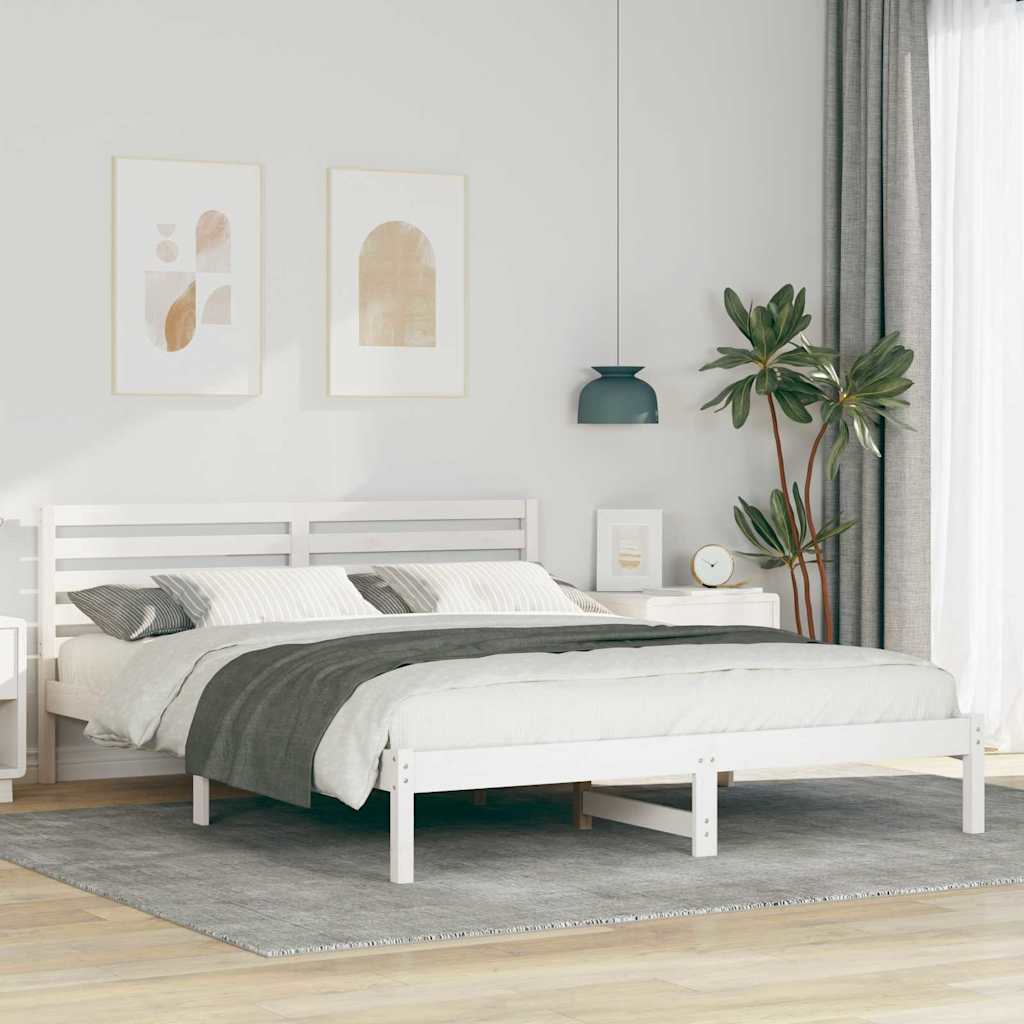 vidaXL Σκελετός Κρεβατιού Λευκό 160 x 220 cm Μασίφ ξύλο πεύκου