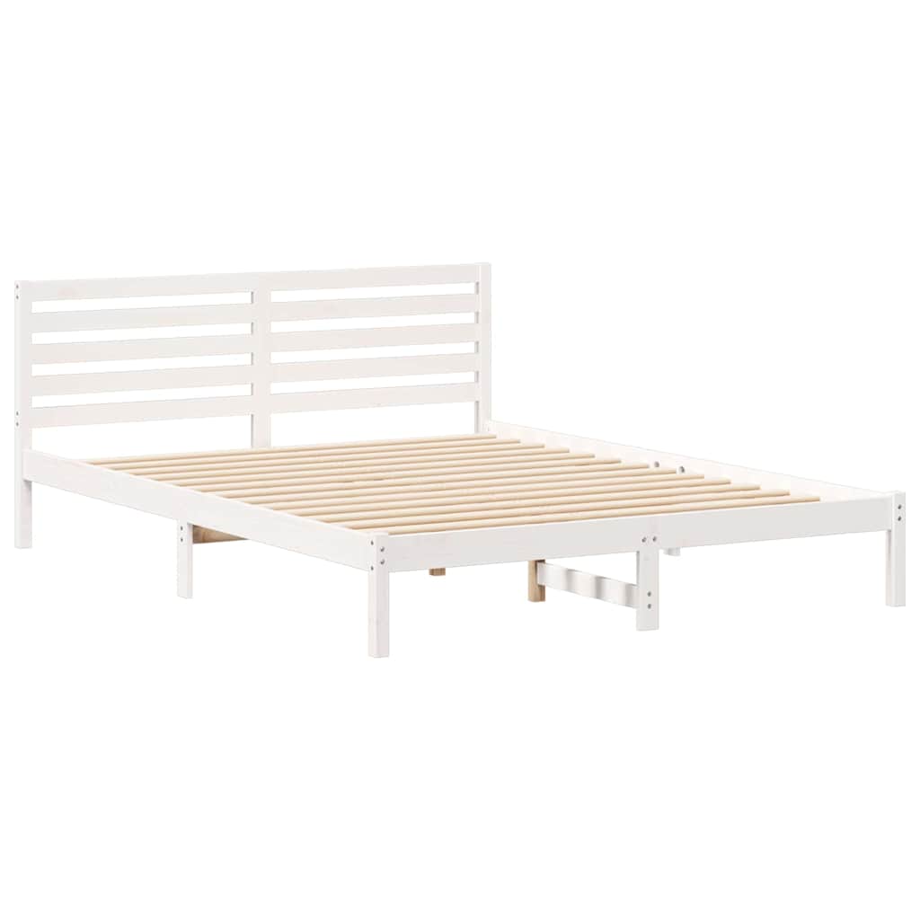 vidaXL Σκελετός Κρεβατιού Λευκό 160 x 220 cm Μασίφ ξύλο πεύκου