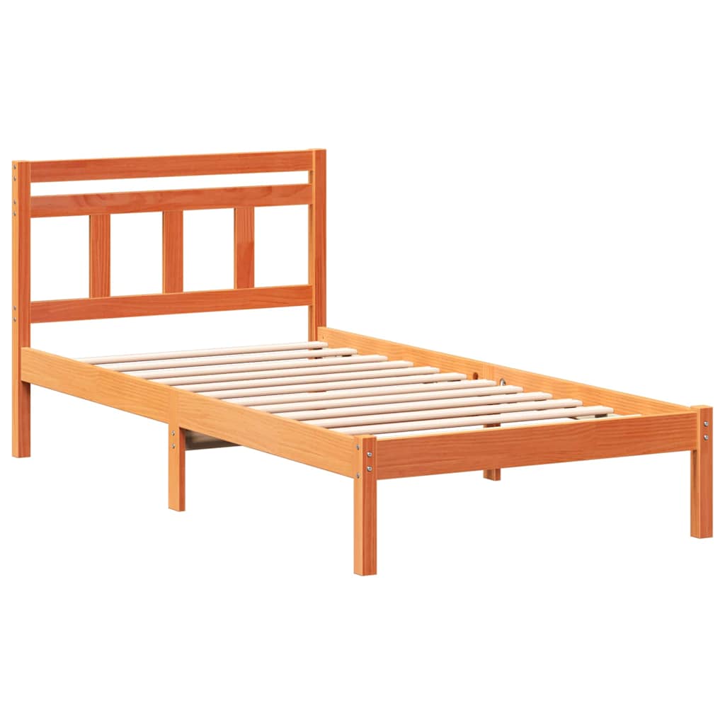 vidaXL Σκελετός Κρεβατιού Καφέ 90 x 190 cm Στερεά ξυλεία πεύκου
