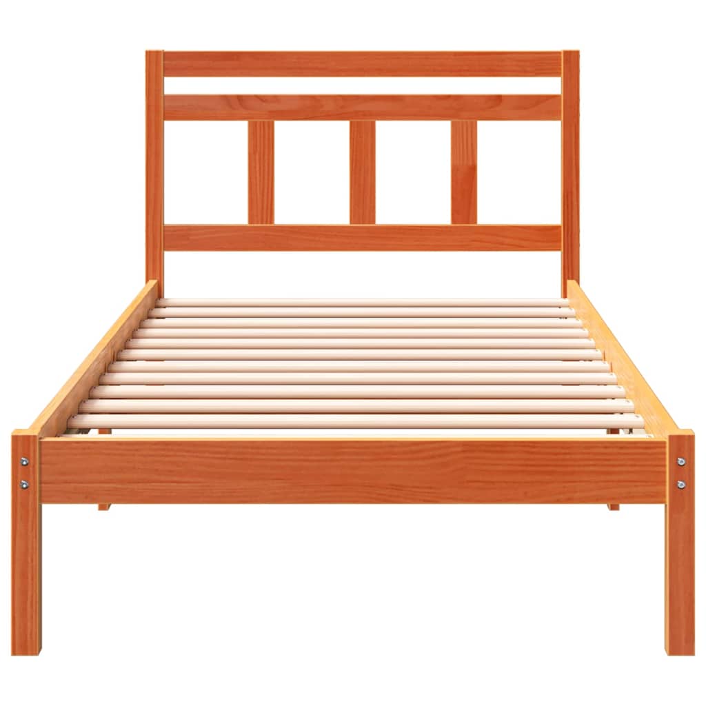 vidaXL Σκελετός Κρεβατιού Καφέ 90 x 190 cm Στερεά ξυλεία πεύκου
