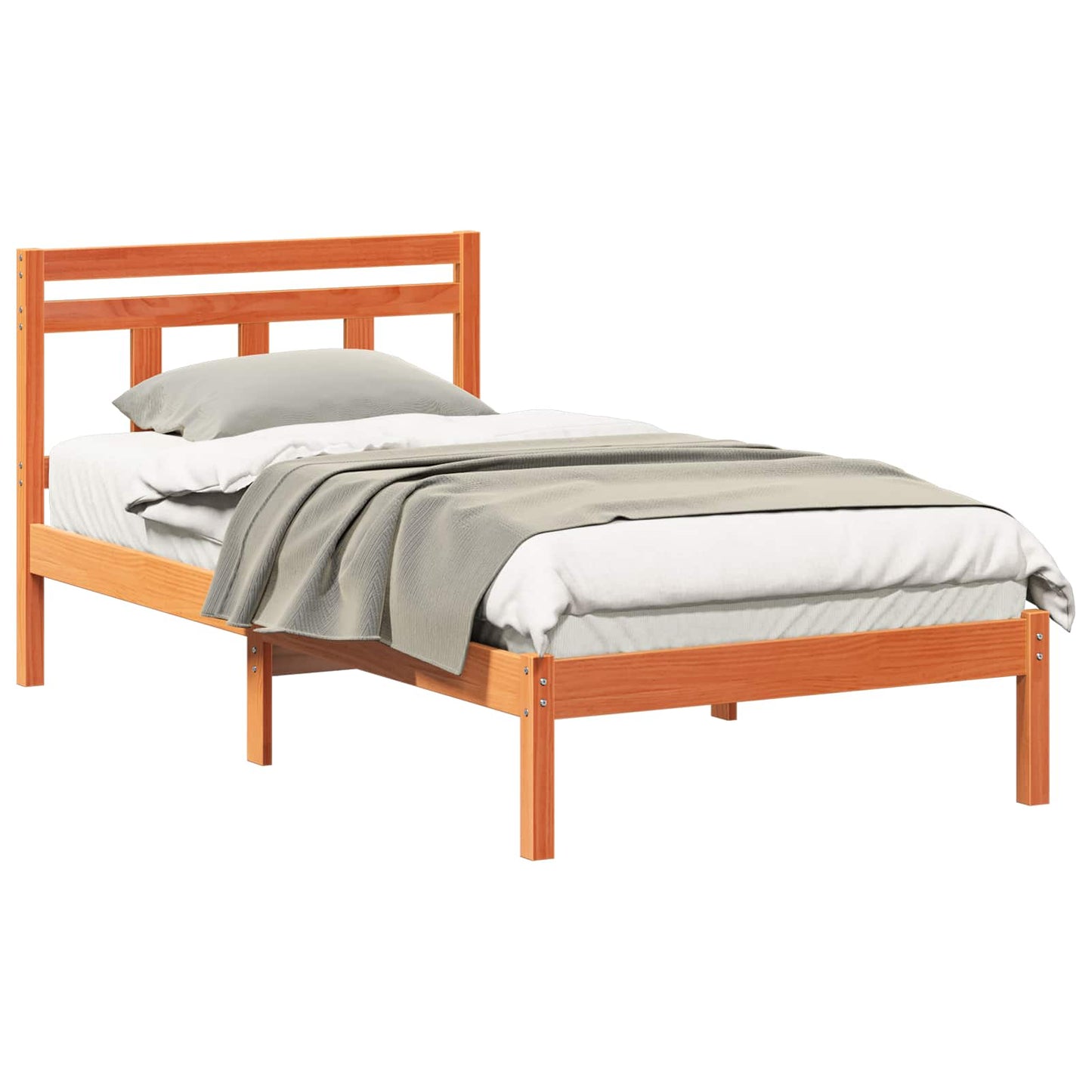 vidaXL Σκελετός Κρεβατιού Καφέ 75 x 190 cm Στερεά ξυλεία πεύκου