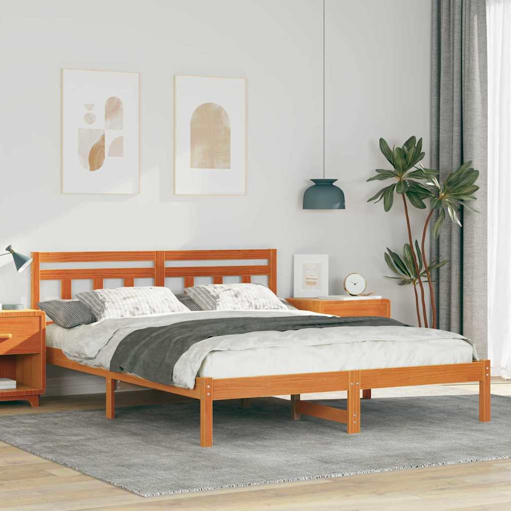 vidaXL Σκελετός Κρεβατιού Καφέ 150 x 200 cm Στερεά ξυλεία πεύκου