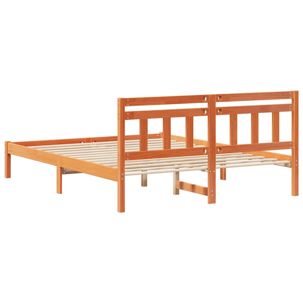 vidaXL Σκελετός Κρεβατιού Καφέ 150 x 200 cm Στερεά ξυλεία πεύκου
