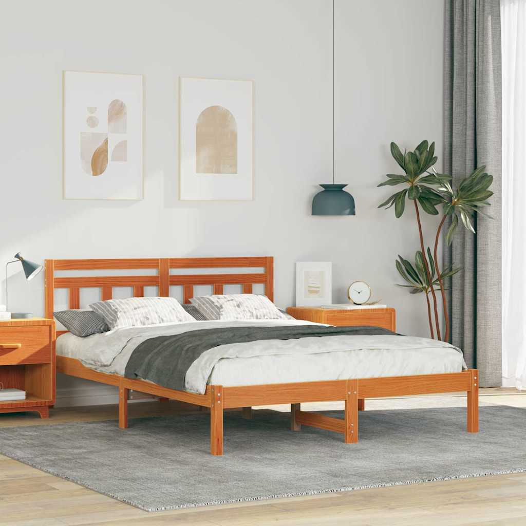 vidaXL Σκελετός Κρεβατιού Καφέ 120 x 200 cm Στερεά ξυλεία πεύκου