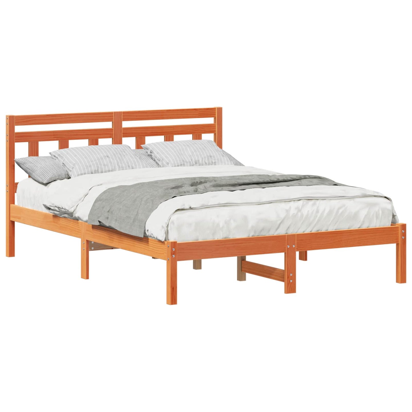 vidaXL Σκελετός Κρεβατιού Καφέ 140 x 190 cm Στερεά ξυλεία πεύκου