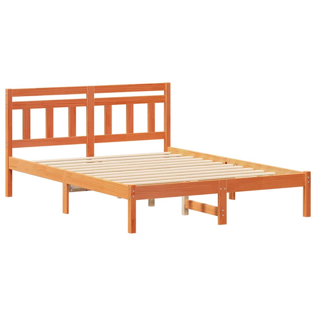 vidaXL Σκελετός Κρεβατιού Καφέ 140 x 190 cm Στερεά ξυλεία πεύκου