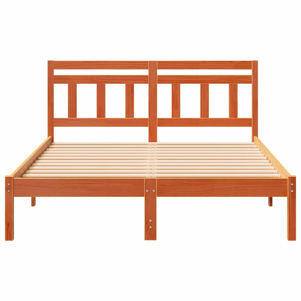 vidaXL Σκελετός Κρεβατιού Καφέ 140 x 190 cm Στερεά ξυλεία πεύκου