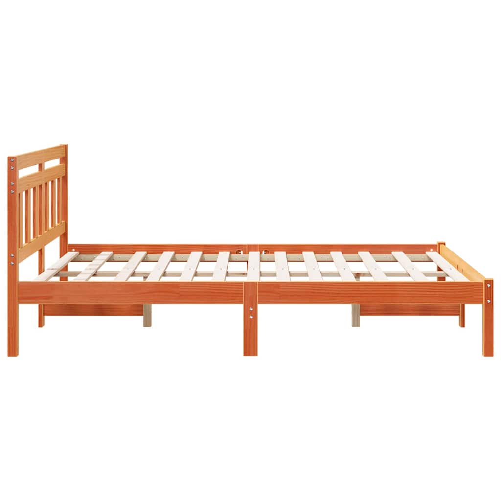 vidaXL Σκελετός Κρεβατιού Καφέ 135 x 190 cm Στερεά ξυλεία πεύκου
