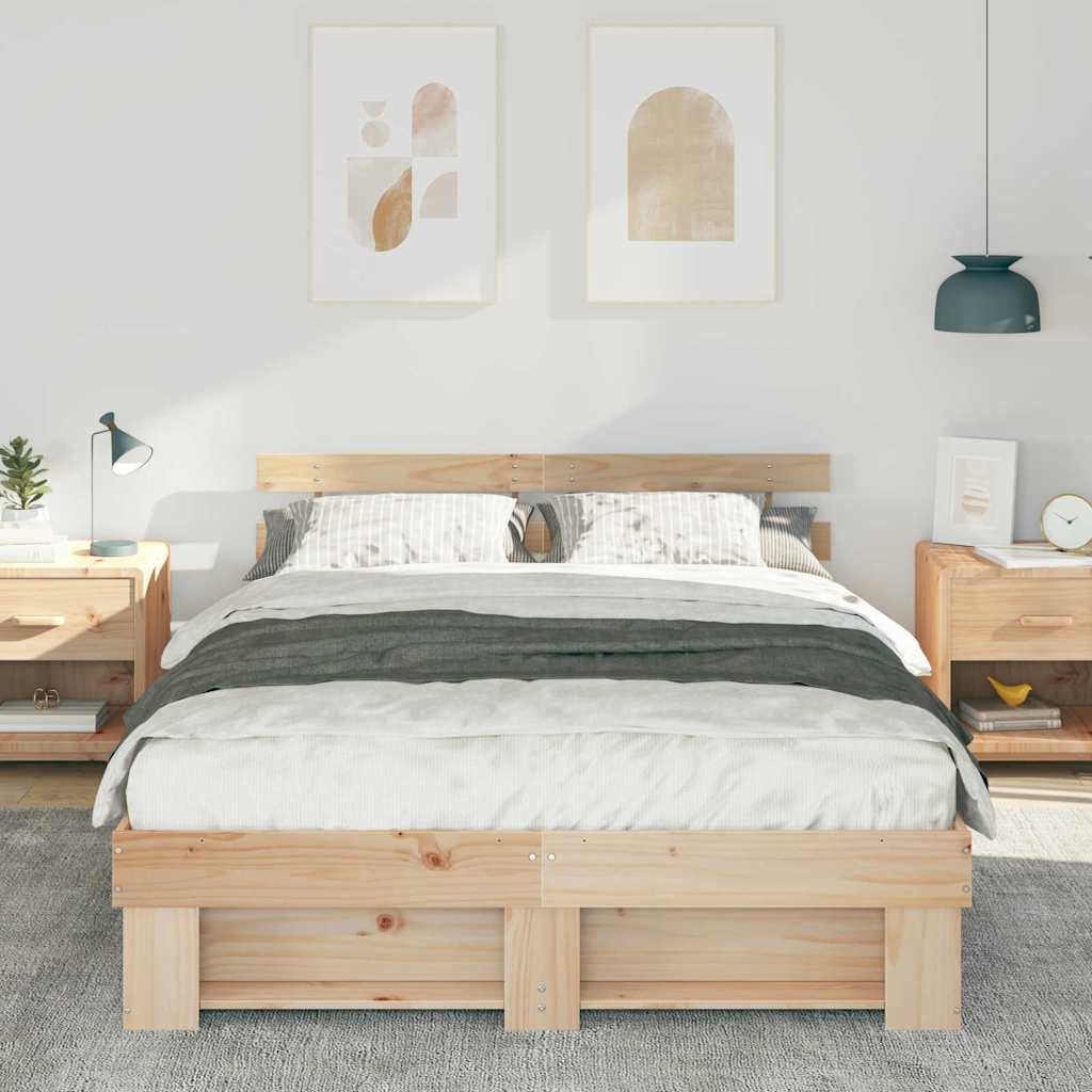 vidaXL Σκελετός Κρεβατιού Καφέ 160 x 200 cm Μασίφ ξύλο πεύκου
