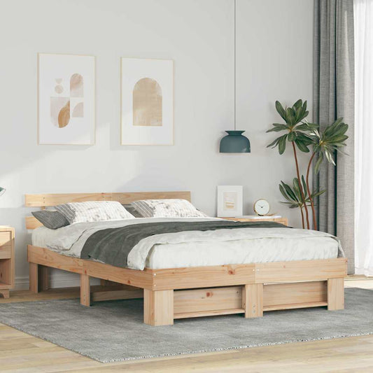 vidaXL Σκελετός Κρεβατιού Καφέ 150 x 200 cm Μασίφ ξύλο πεύκου