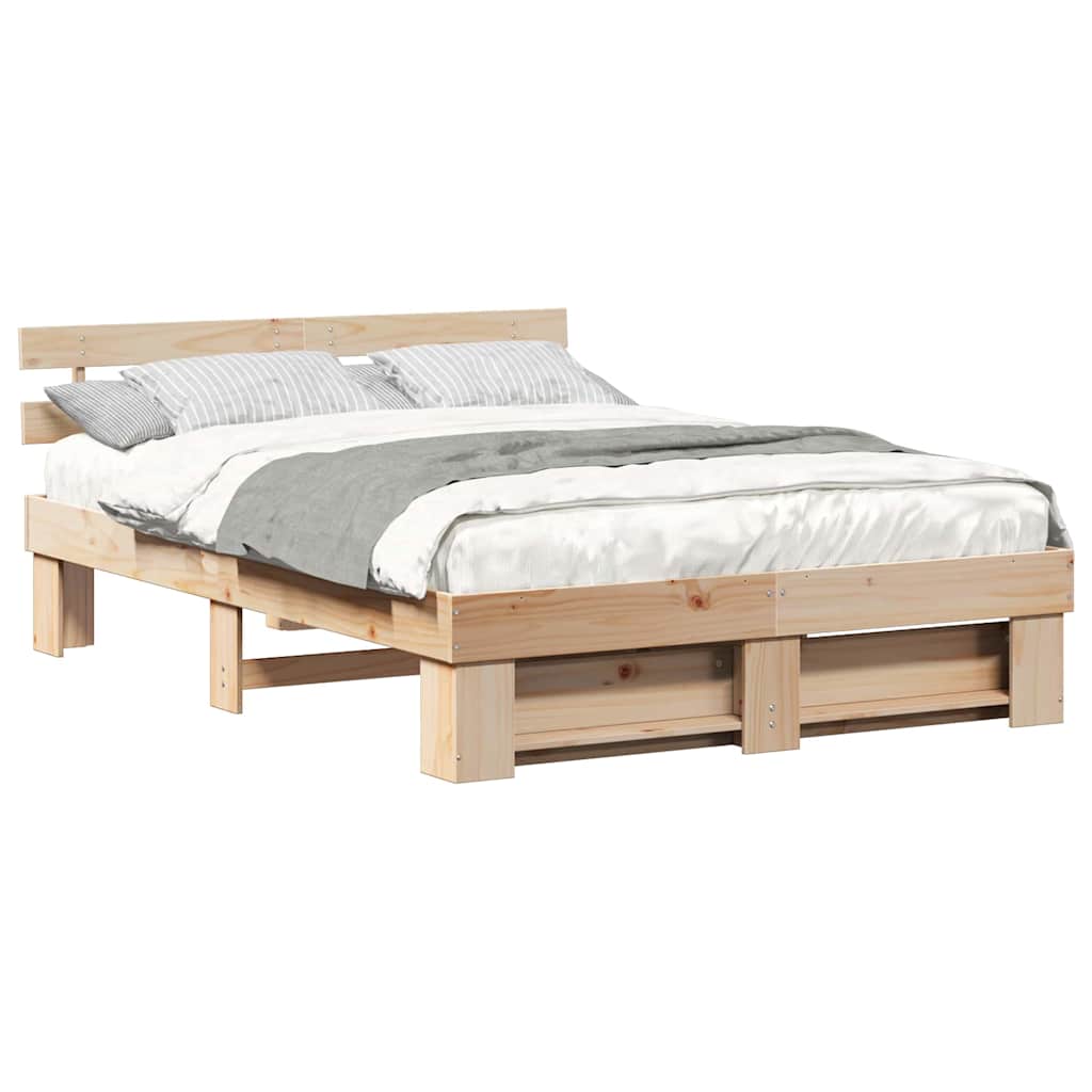 vidaXL Σκελετός Κρεβατιού Καφέ 140 x 200 cm Μασίφ ξύλο πεύκου