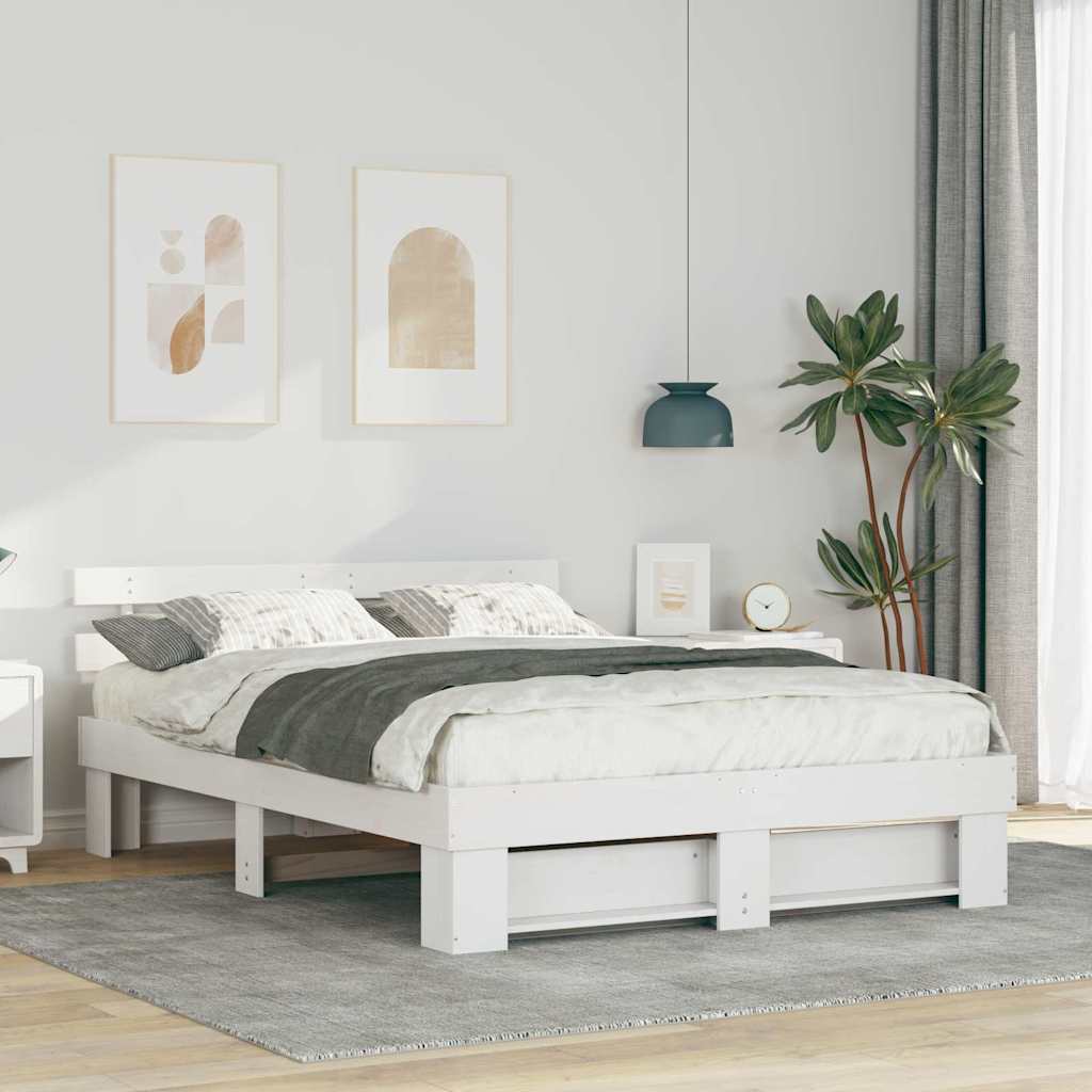 vidaXL Σκελετός Κρεβατιού Λευκό 140 x 200 cm Μασίφ ξύλο πεύκου