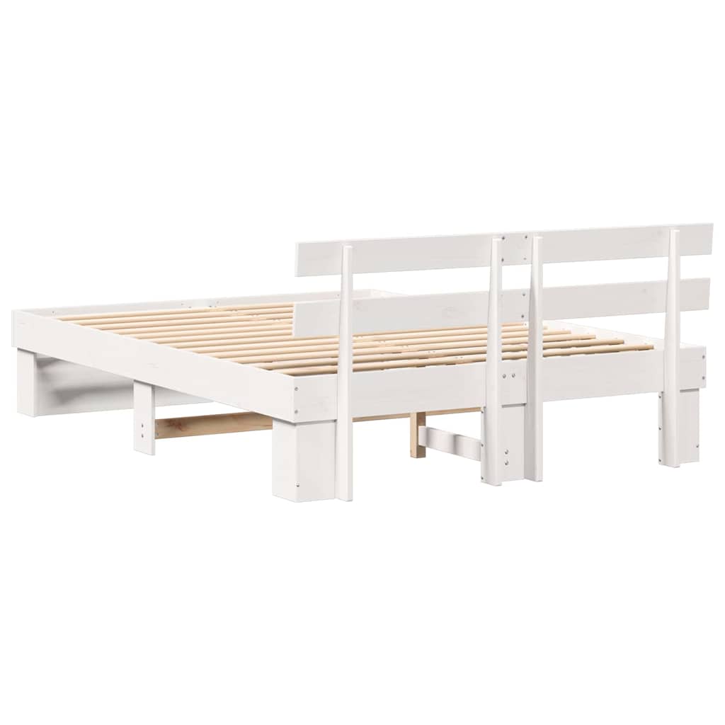 vidaXL Σκελετός Κρεβατιού Λευκό 140 x 200 cm Μασίφ ξύλο πεύκου