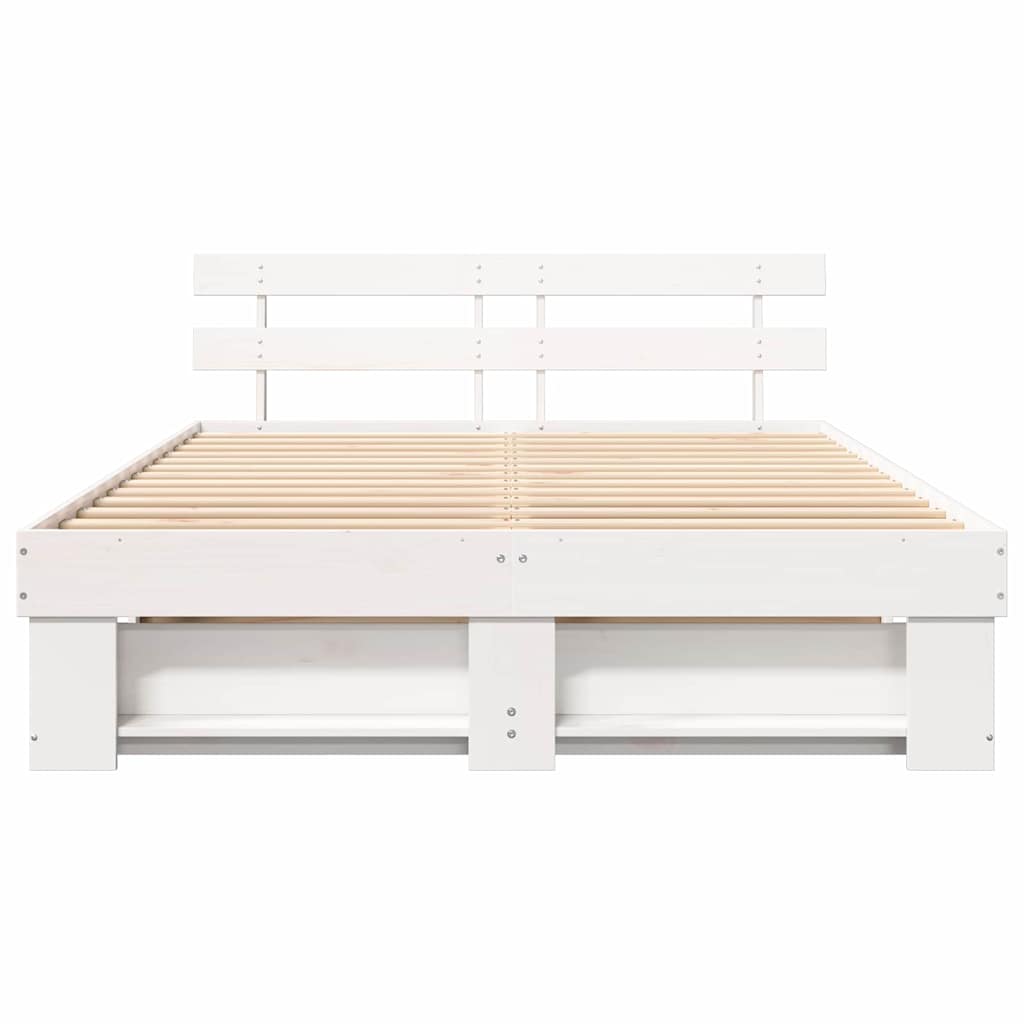 vidaXL Σκελετός Κρεβατιού Λευκό 140 x 200 cm Μασίφ ξύλο πεύκου