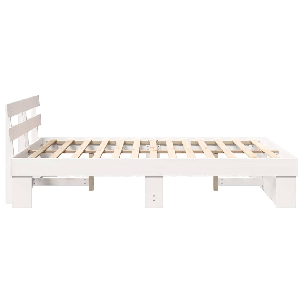 vidaXL Σκελετός Κρεβατιού Λευκό 140 x 200 cm Μασίφ ξύλο πεύκου