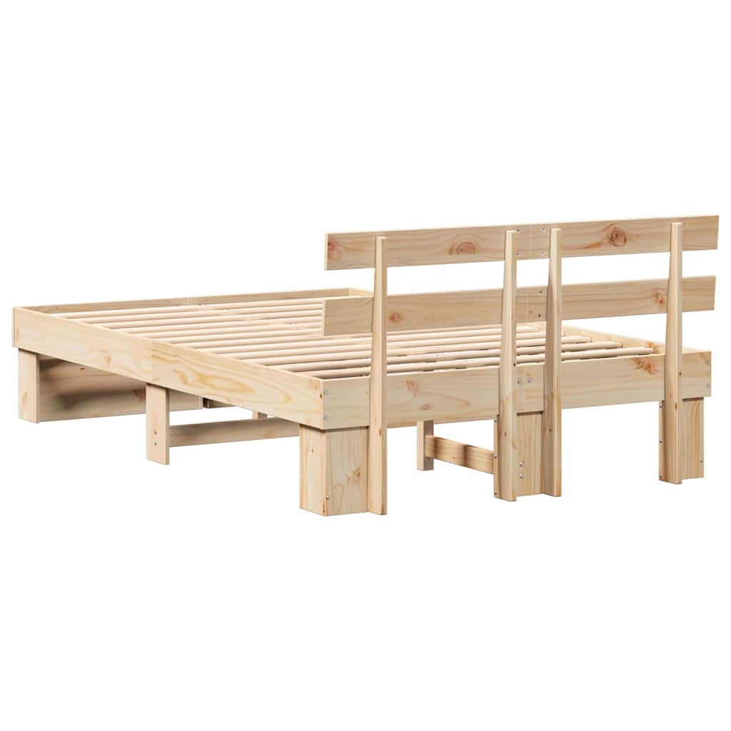 vidaXL Σκελετός Κρεβατιού Καφέ 140 x 190 cm Μασίφ ξύλο πεύκου