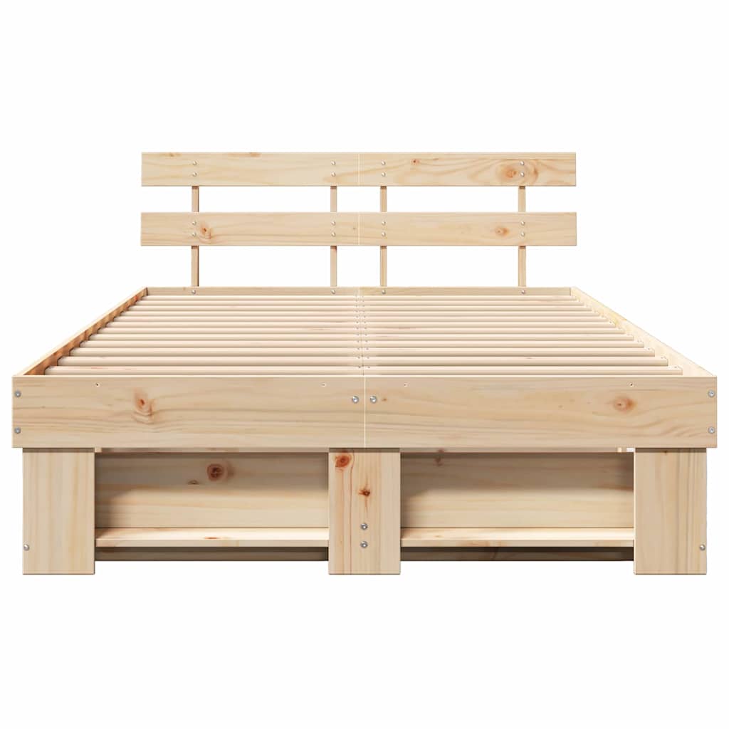 vidaXL Σκελετός Κρεβατιού Καφέ 140 x 190 cm Μασίφ ξύλο πεύκου