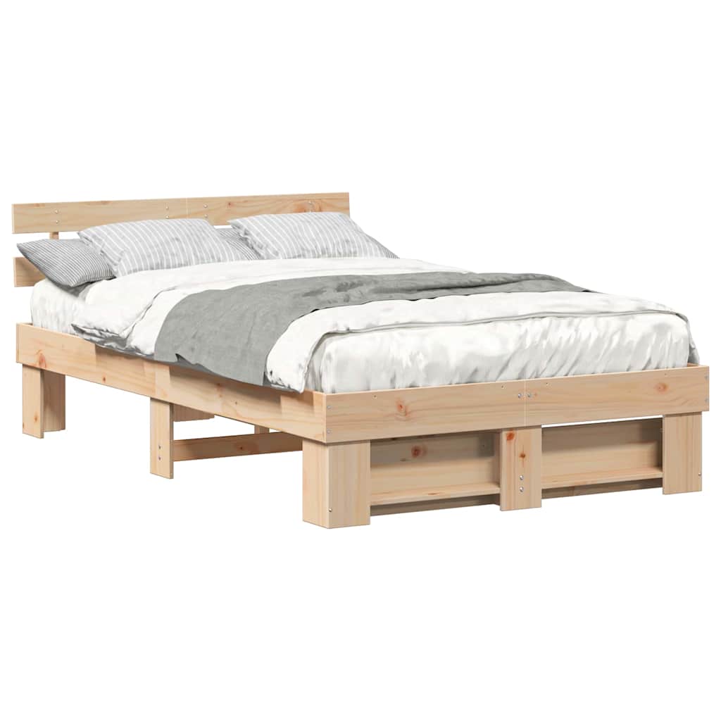 vidaXL Σκελετός Κρεβατιού Καφέ 140 x 190 cm Μασίφ ξύλο πεύκου