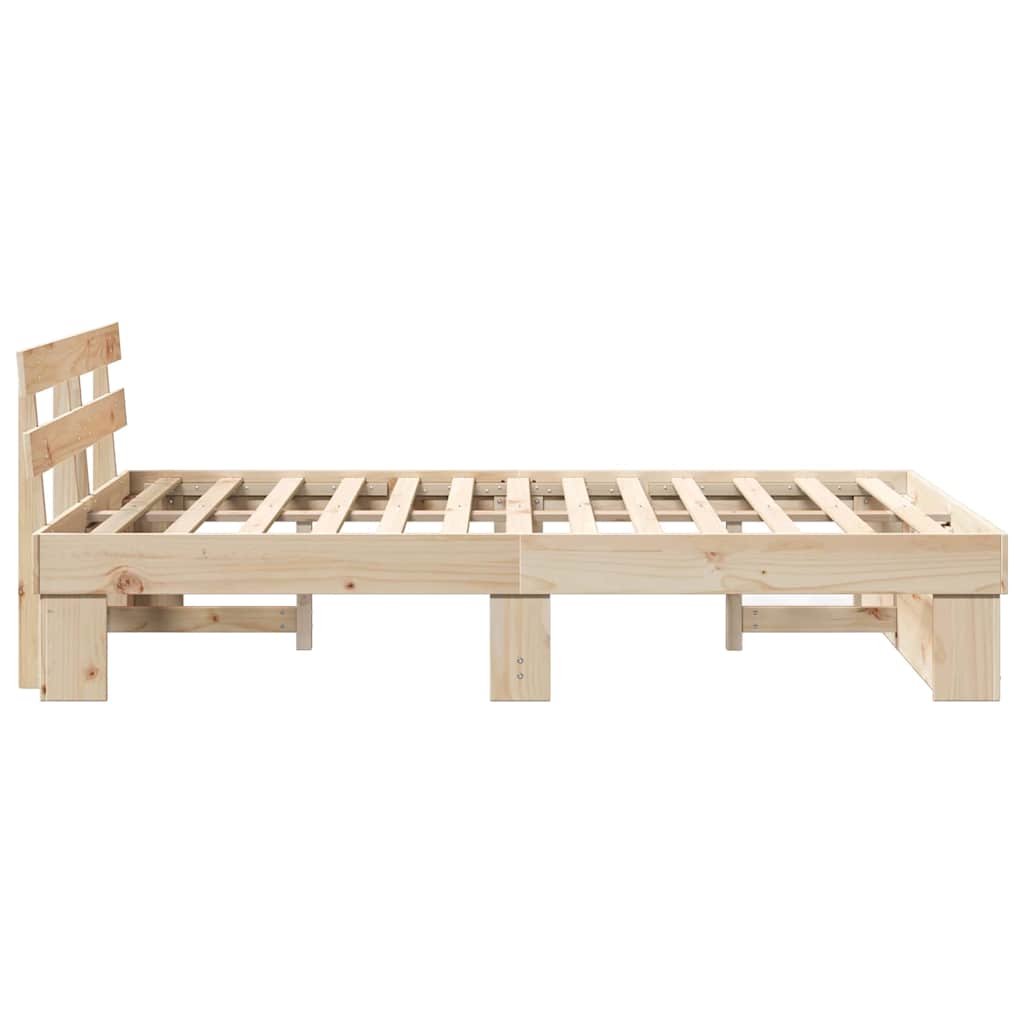 vidaXL Σκελετός Κρεβατιού Καφέ 140 x 190 cm Μασίφ ξύλο πεύκου