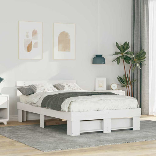 vidaXL Σκελετός Κρεβατιού Λευκό 140 x 190 cm Μασίφ ξύλο πεύκου