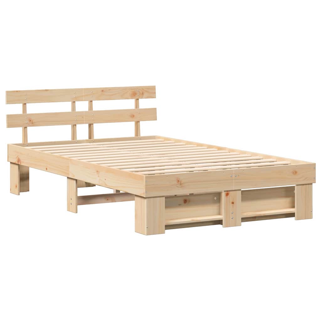 vidaXL Σκελετός Κρεβατιού Καφέ 120 x 190 cm Μασίφ ξύλο πεύκου