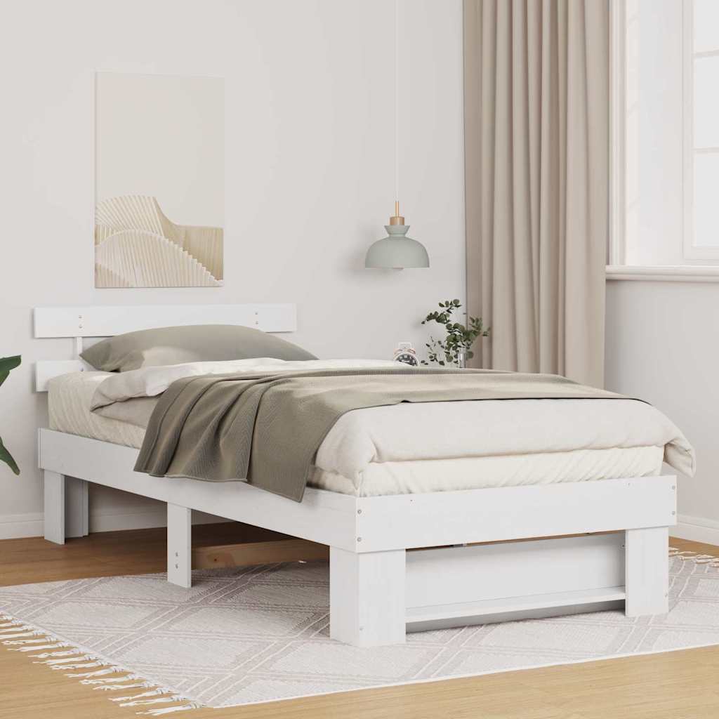 vidaXL Σκελετός Κρεβατιού Λευκό 90 x 190 cm Μασίφ ξύλο πεύκου